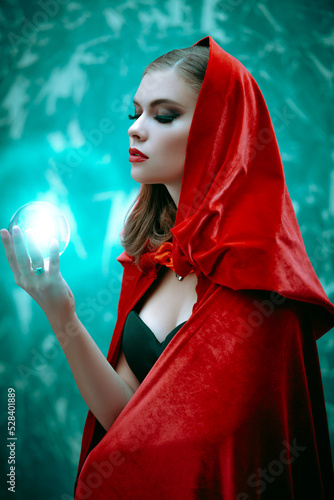 wizardess with crystal ball photo