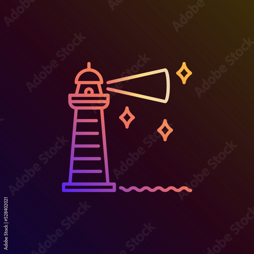 Lighthouse at the Night vector concept colorful line icon