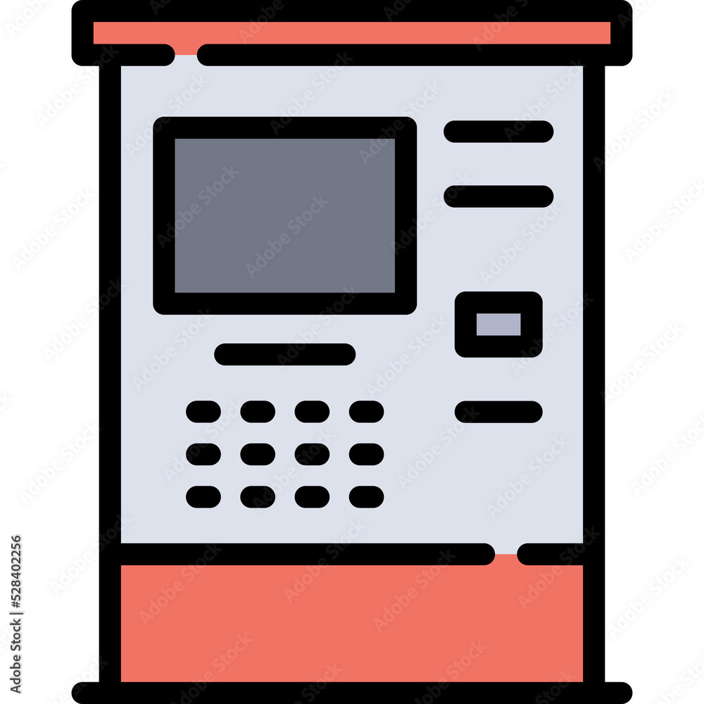ATM Cash Machine icon. Filled outline design. For presentation.