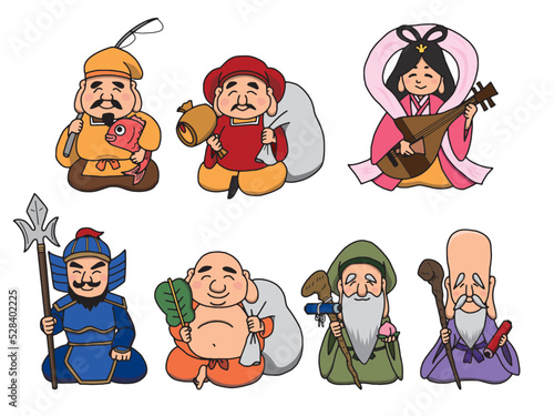 七福神　手描きセット　ベクター