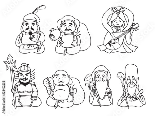 七福神　手描きセット　線画