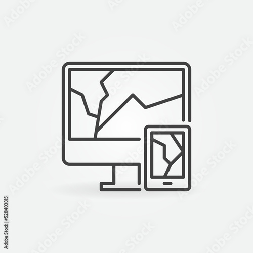 E-Waste vector garbage concept thin line icon or sign