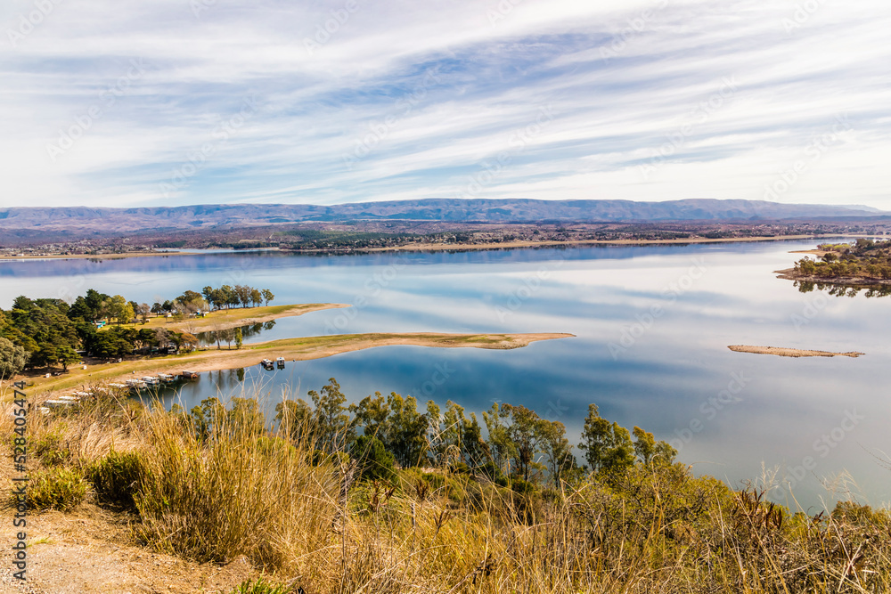 Argentina, Cordoba Province,La Estancia, Shore of Los Molinos Lake with hills in background Argentina, Cordoba Province,La Estancia, Shore of Los Molinos Lake with hills in background