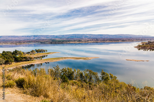 Argentina, Cordoba Province,La Estancia, Shore of Los Molinos Lake with hills in background photo