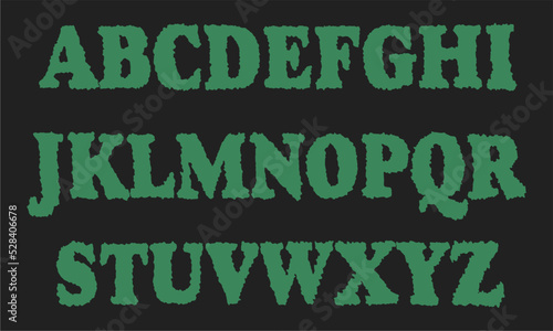 Psychedelic clockwork font in retro style for Halloween. Ideal for posters, collages, clothing, music albums and more. Vector clipart, individual letters.