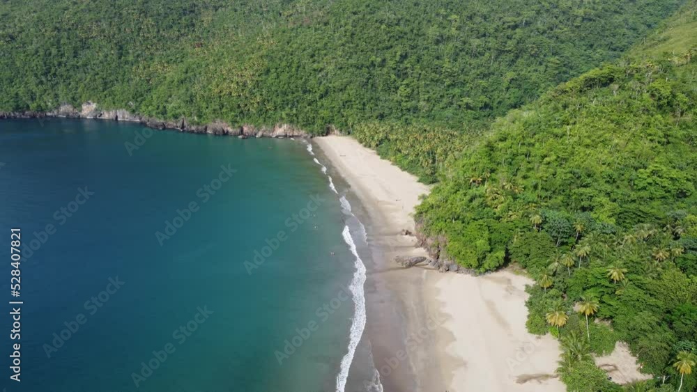 Paradise concept at Playa El Valle beach and coast in Dominican Republic as seen from drone flying. Aerial pov Paradise concept at Playa El Valle beach and coast in Dominican Republic as seen from drone flying. Aerial pov