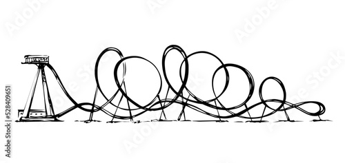 Roller coaster. Entertainment vector drawing