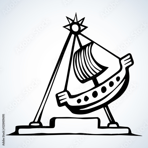 Swinging boat. Entertainment vector drawing