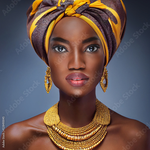 Фотография woman portrait of beautiful African woman in national, traditional costume and a