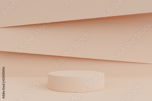 Fototapeta Naklejka Na Ścianę i Meble -  Minimalist cylinder podium pedestal product display on pastel paper cut background 3d rendering