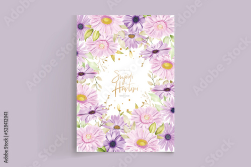 beautiful purple daisy background and wreath frame design