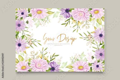 beautiful purple daisy background and wreath frame design