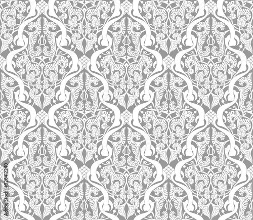 Illustration of an intricate seamlessly tilable repeating Islamic motif vinatge pattern