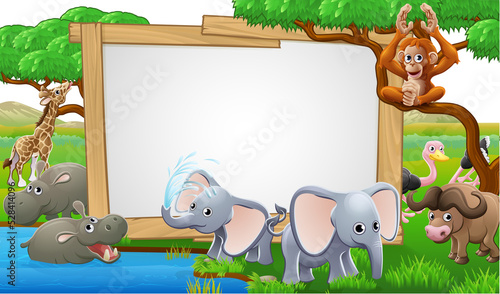 Safari Animals Cartoon Sign