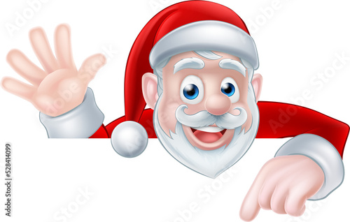 Santa Claus Peeking Over Sign