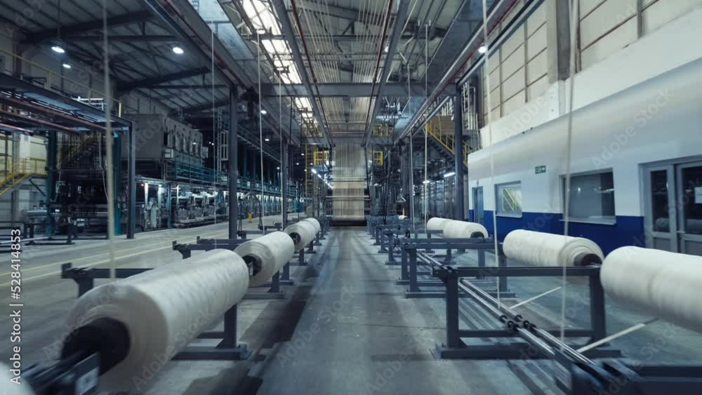 Textile factory. Denim Fabric Production. 4K Textile factory. Denim Fabric Production. 4K
