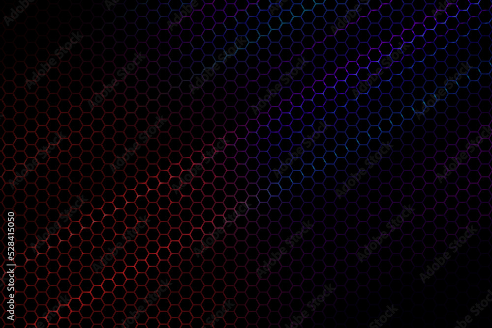 Red and blue Hexagonal Carbon Fiber Background