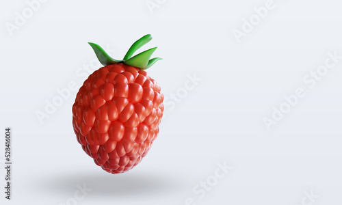 Fototapeta Naklejka Na Ścianę i Meble -  3d Fruits Raspberry rendering left view
