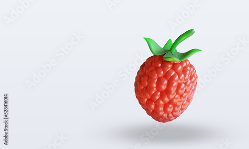 Fototapeta Naklejka Na Ścianę i Meble -  3d Fruits Raspberry rendering top view