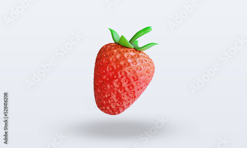 3d Fruits Strawberry rendering front view