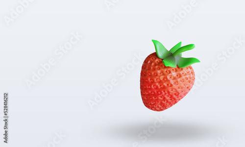 Fototapeta Naklejka Na Ścianę i Meble -  3d Fruits Strawberry rendering top view