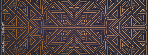 Vector abstract geometric golden background, gatsby style pattern. Art deco wedding, party, geometric ornament, linear style. Horizontal luxury decoration element, banner, gold and black.