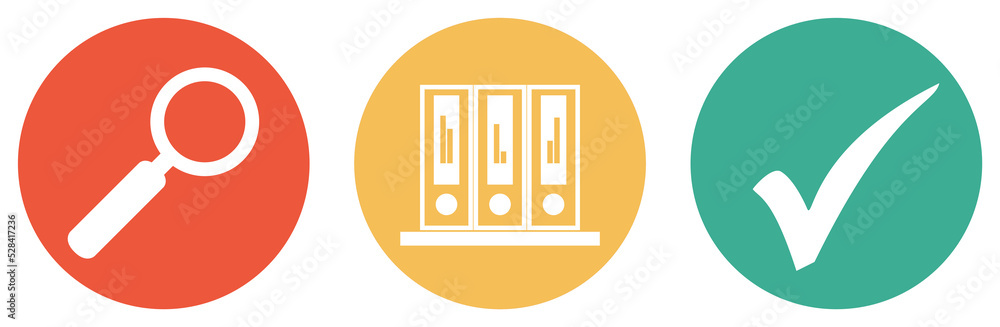 Akten oder Dokumente in der Verwaltung suchen - Bunter Button Banner Akten oder Dokumente in der Verwaltung suchen - Bunter Button Banner