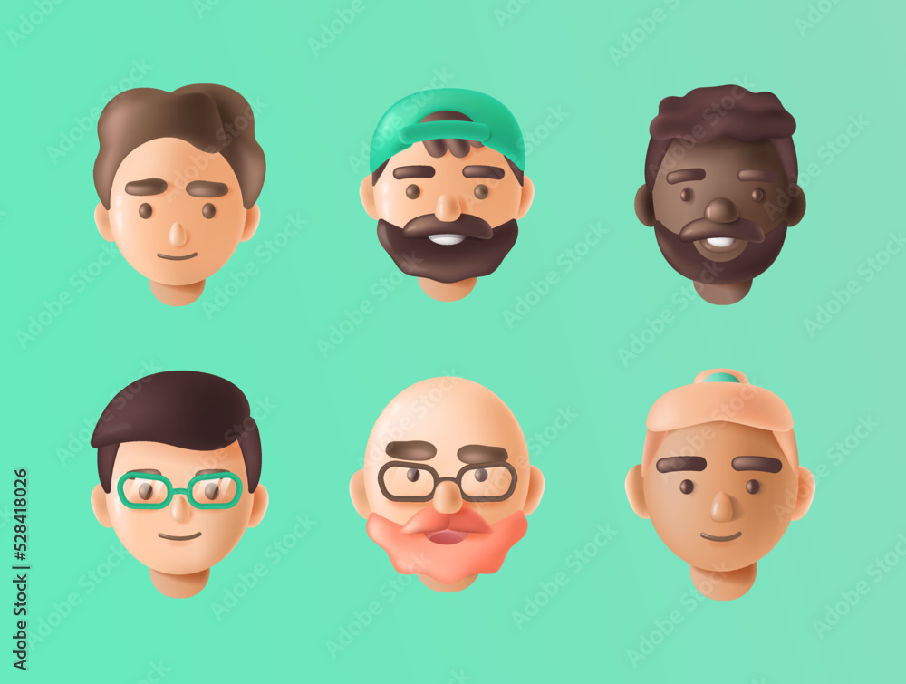 Avatars of happy men of different races Avatars of happy men of different races