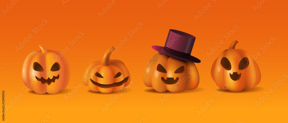 Set of cute Halloween Pumpkins
