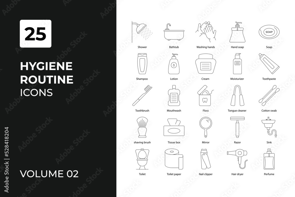 Hygiene Routine icons collection. Set contains such Icons as Hygiene ...