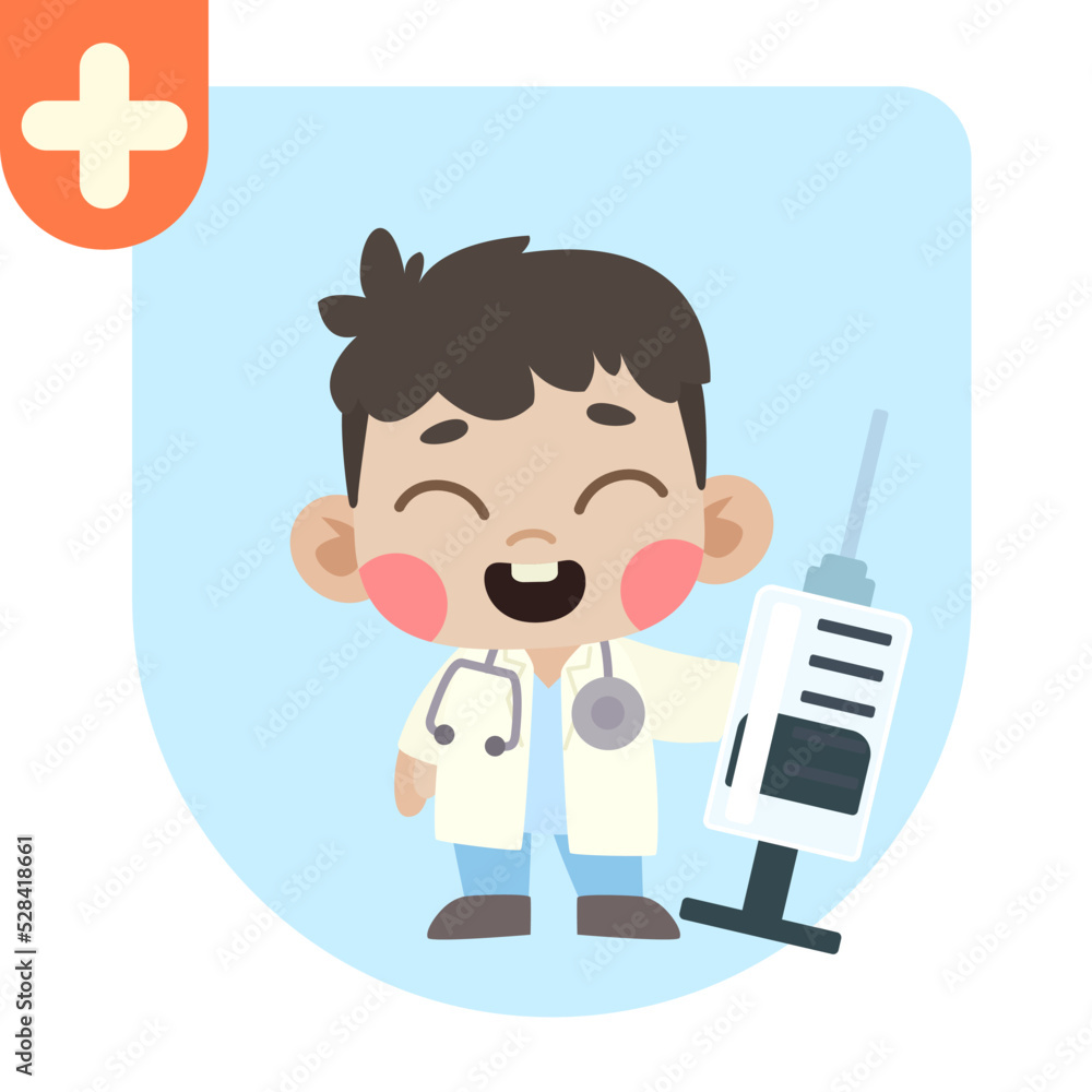 Doctor Kids Pose illustrations. Cute in doctor costumes.