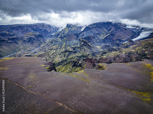 landscape with sky and clouds  Laugavegur trail  Iceland