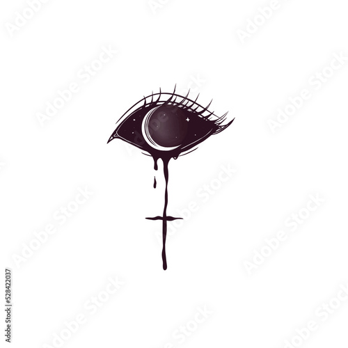 dark art black eye lilith the goddess symbol tattoo idea vector