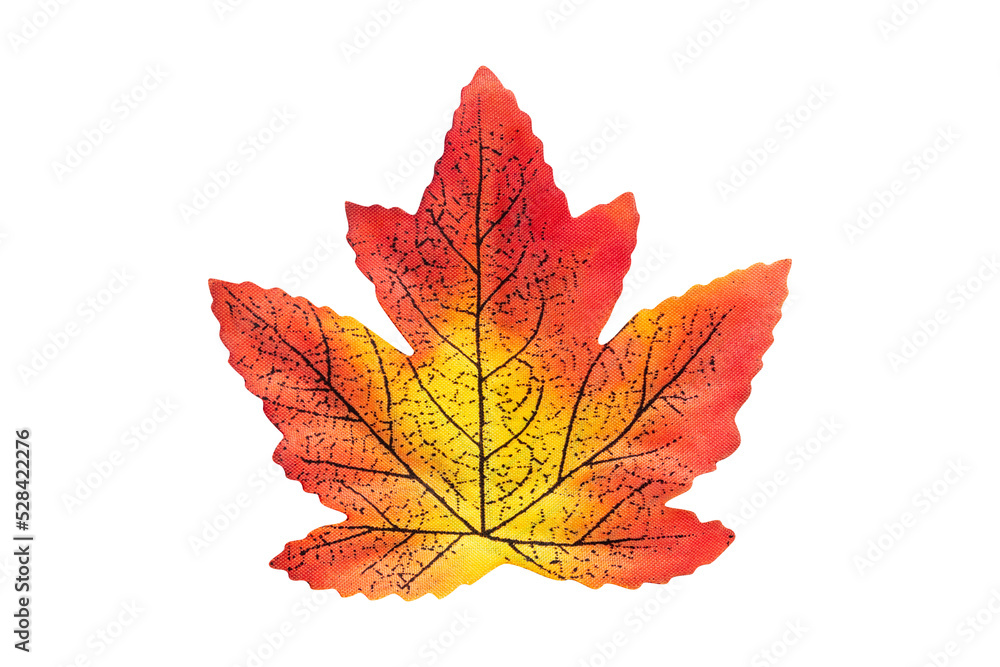 Orange artificial maple leaf isolated on png or transparent background Orange artificial maple leaf isolated on png or transparent background