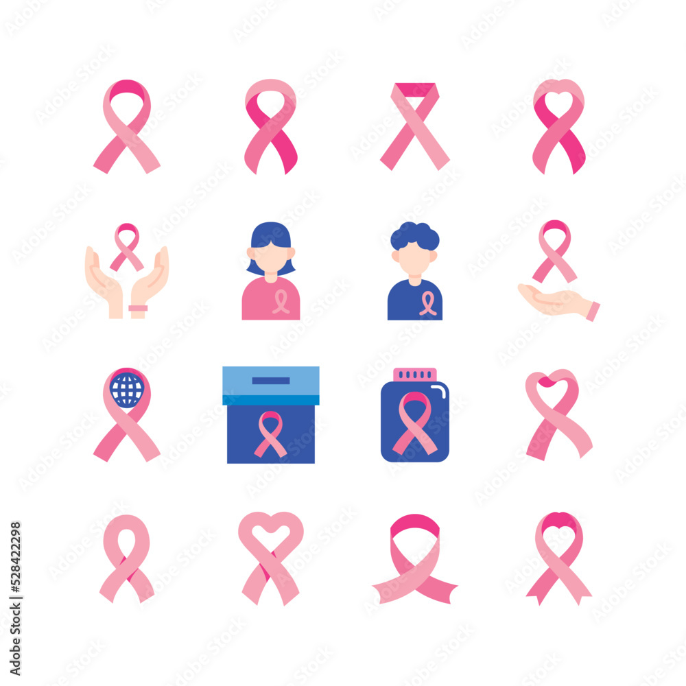 Vector Pink Ribbon Cross Breast Cancer Day icon. flat icons set. Women Cancer Fighting concept idea. Vector Pink Ribbon Cross Breast Cancer Day icon. flat icons set. Women Cancer Fighting concept idea.