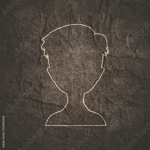 Young woman face front view. Elegant silhouette of a girl head. Short hair. Thin line style icon