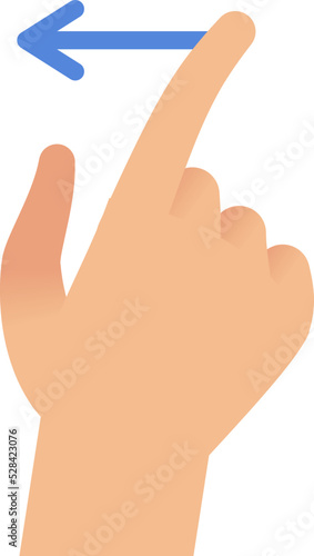 Left swipe gesture. Finger scroll on touch screen