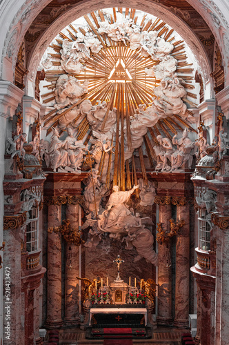 Tela Baroque altarpiece in Karlskirche church, Vienna, Austria
