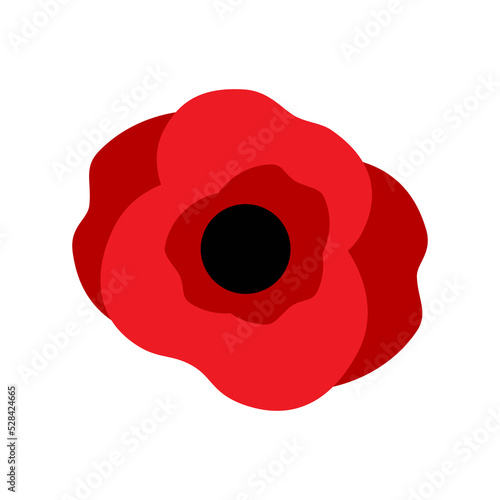 Red poppy on white background vector illustration. Remembrance Day, Memorial Day