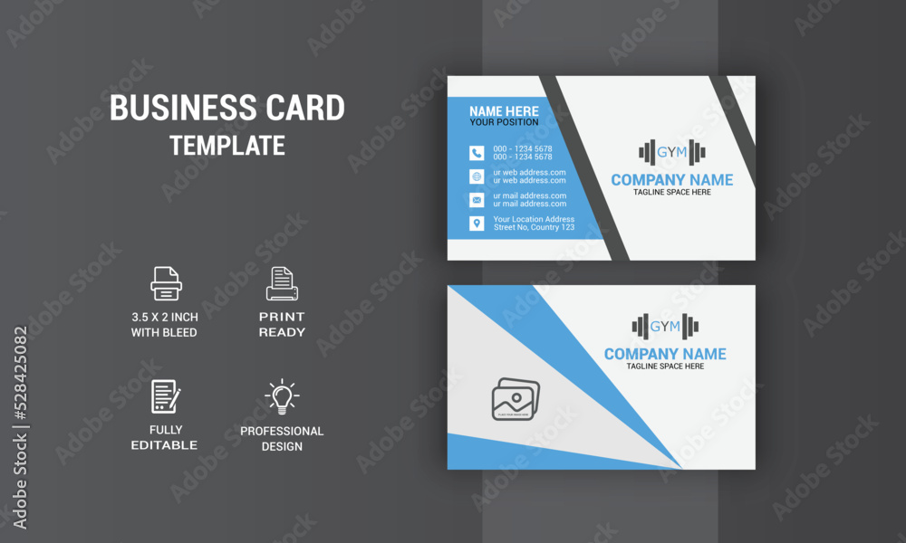 Fototapeta premium Gym Company Business Card Design. Card Design. Photos & Vector Standard Template