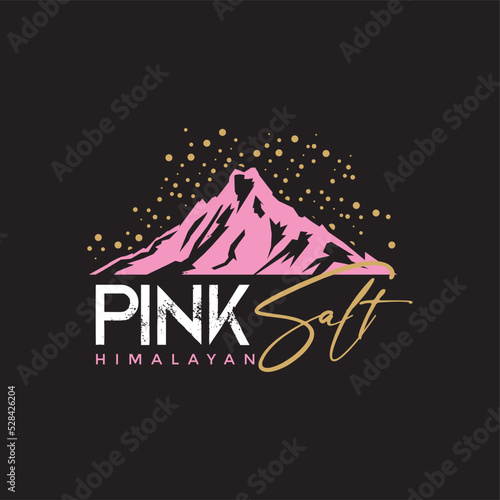 Himalayan Pink Salt mountain stars logo vector image