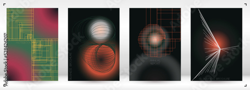 Minimal Minimal Geometric Vector Poster Design with Lines and Gradient Colorful Circles. Collection of Abstract Backgrounds for Covers, Flyers, Templates, Booklets, Cards, Brochures, Branding, etc.