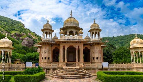 View of The Beautiful Architecture of Gatore Ki Chhatriyan ,was responsible for maintaining the royal crematorium grounds.