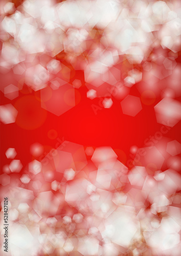 Vector Merry Christmass and New Year Glitter Snowfall Background. White and Silver Defocused Light Spots on Red Gradient. Magic Fantasy Bokeh Glowing Design. Falling Snow Effect. Festive Frame Design