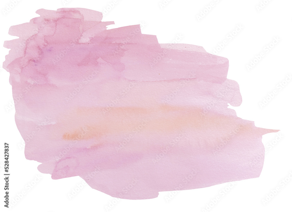 Fototapeta premium Watercolor light pink spot, single hand painted Abstract element for wedding and party design