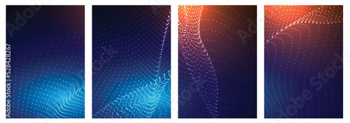 Abstract digital technology wave of particles. Vector of technology background.
