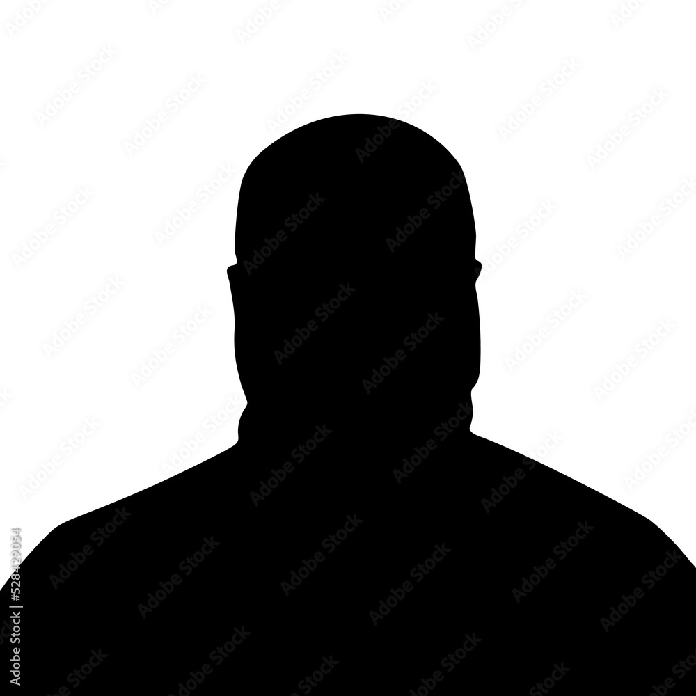 Vector silhouette of a fat man on a white background