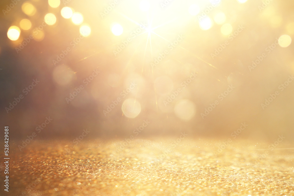 background of abstract gold and silver glitter lights. defocused - obrazy, fototapety, plakaty 