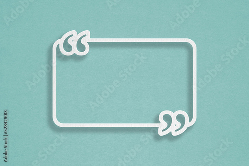 white quote box frame paper cut on grunge green background,  Texting quote boxes. Blank template quote text info design boxes quotation bubble blog quotes symbols