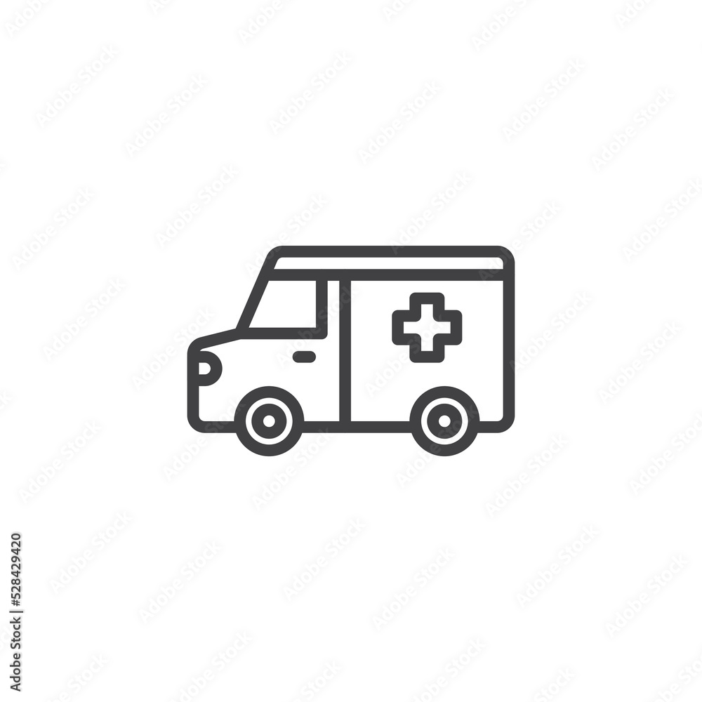 Ambulance car line icon